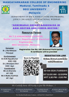 Renewable Energy Resources in agri Sector and Power Sector 2024 Webinar Poster